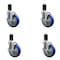 Service Caster 5'' Blue Poly Swivel 1-5/8'' Expanding Stem Caster Set with Brake, 4PK SCC-EX20S514-PPUB-BLUE-TLB-158-4 - alternate 1